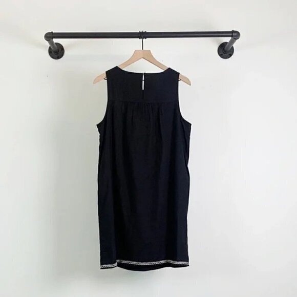 J. Crew Sleeveless Embroidered Linen Cotton Mini Dress In Black & White Size M - Picture 2 of 5